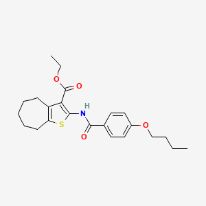 molecular formula C23H29NO4S B2431825 ETHYL 2-(4-BUTOXYBENZAMIDO)-4H,5H,6H,7H,8H-CYCLOHEPTA[B]THIOPHENE-3-CARBOXYLATE CAS No. 477504-71-5