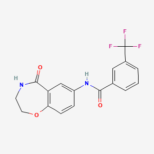 molecular formula C17H13F3N2O3 B2431846 N-(5-oxo-2,3,4,5-tetrahydrobenzo[f][1,4]oxazepin-7-yl)-3-(trifluoromethyl)benzamide CAS No. 922129-75-7