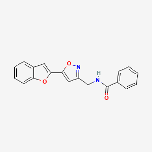 molecular formula C19H14N2O3 B2431853 N-((5-(benzofuran-2-yl)isoxazol-3-yl)methyl)benzamide CAS No. 1105205-64-8