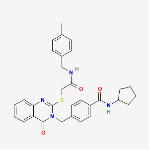 molecular formula C31H32N4O3S B2431869 N-cyclopentyl-4-({2-[({[(4-methylphenyl)methyl]carbamoyl}methyl)sulfanyl]-4-oxo-3,4-dihydroquinazolin-3-yl}methyl)benzamide CAS No. 1115324-10-1