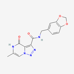 molecular formula C15H13N5O4 B2431900 N-(1,3-benzodioxol-5-ylmethyl)-6-methyl-4-oxo-4,5-dihydro[1,2,3]triazolo[1,5-a]pyrazine-3-carboxamide CAS No. 1775349-24-0