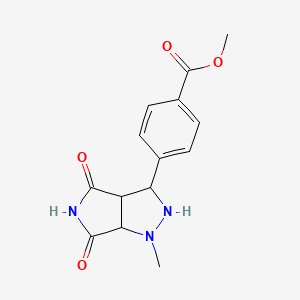 molecular formula C14H15N3O4 B2431904 Methyl 4-(1-methyl-4,6-dioxooctahydropyrrolo[3,4-c]pyrazol-3-yl)benzoate CAS No. 1005270-99-4