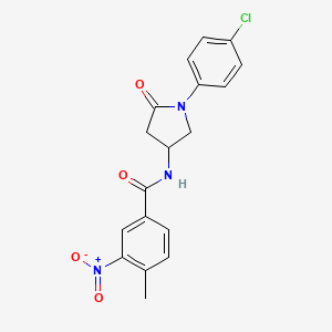 molecular formula C18H16ClN3O4 B2431929 N-[1-(4-chlorophenyl)-5-oxopyrrolidin-3-yl]-4-methyl-3-nitrobenzamide CAS No. 896300-63-3