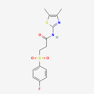 molecular formula C14H15FN2O3S2 B2431952 N-(4,5-dimethylthiazol-2-yl)-3-((4-fluorophenyl)sulfonyl)propanamide CAS No. 923422-50-8