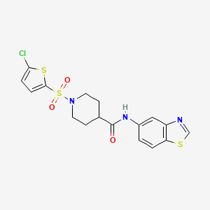 molecular formula C17H16ClN3O3S3 B2431957 N-(1,3-benzothiazol-5-yl)-1-[(5-chlorothiophen-2-yl)sulfonyl]piperidine-4-carboxamide CAS No. 941924-87-4