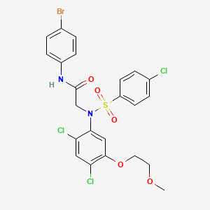 molecular formula C23H20BrCl3N2O5S B2431961 N-(4-bromophenyl)-2-{N-[2,4-dichloro-5-(2-methoxyethoxy)phenyl]4-chlorobenzenesulfonamido}acetamide CAS No. 338967-66-1