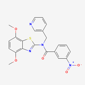 molecular formula C22H18N4O5S B2431977 N-(4,7-dimethoxybenzo[d]thiazol-2-yl)-3-nitro-N-(pyridin-3-ylmethyl)benzamide CAS No. 895430-13-4