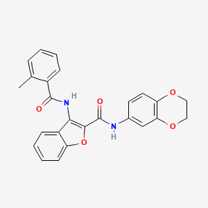 molecular formula C25H20N2O5 B2431978 N-(2,3-dihydro-1,4-benzodioxin-6-yl)-3-(2-methylbenzamido)-1-benzofuran-2-carboxamide CAS No. 888465-97-2