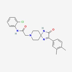 molecular formula C23H25ClN4O2 B2431980 N-(2-chlorophenyl)-2-(2-(3,4-dimethylphenyl)-3-oxo-1,4,8-triazaspiro[4.5]dec-1-en-8-yl)acetamide CAS No. 1185101-37-4