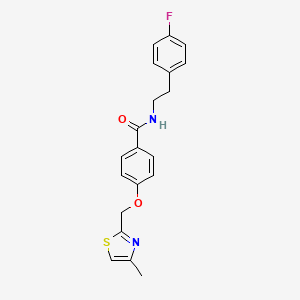 molecular formula C20H19FN2O2S B2432016 N-[2-(4-fluorophenyl)ethyl]-4-[(4-methyl-1,3-thiazol-2-yl)methoxy]benzamide CAS No. 1251560-44-7