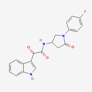 molecular formula C20H16FN3O3 B2432035 N-[1-(4-fluorophenyl)-5-oxopyrrolidin-3-yl]-2-(1H-indol-3-yl)-2-oxoacetamide CAS No. 896297-02-2