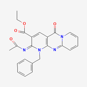 molecular formula C23H20N4O4 B2432048 ethyl 6-acetylimino-7-benzyl-2-oxo-1,7,9-triazatricyclo[8.4.0.03,8]tetradeca-3(8),4,9,11,13-pentaene-5-carboxylate CAS No. 534581-10-7