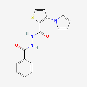 molecular formula C16H13N3O2S B2432055 N'-benzoyl-3-(1H-pyrrol-1-yl)-2-thiophenecarbohydrazide CAS No. 672925-17-6