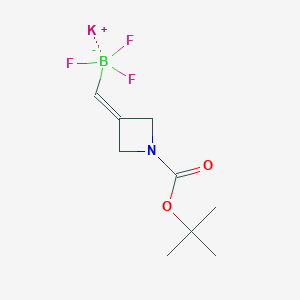 molecular formula C9H14BF3KNO2 B2432060 Potassium ((1-(tert-butoxycarbonyl)azetidin-3-ylidene)methyl)trifluoroborate CAS No. 2416056-22-7