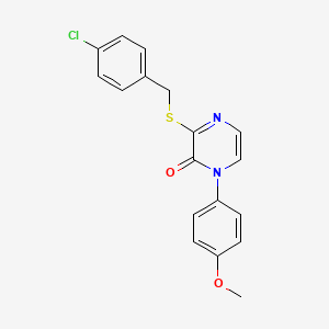 molecular formula C18H15ClN2O2S B2432065 3-{[(4-Chlorophenyl)methyl]sulfanyl}-1-(4-methoxyphenyl)-1,2-dihydropyrazin-2-one CAS No. 895110-67-5