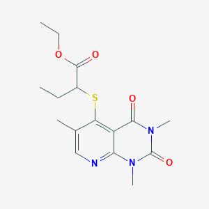 molecular formula C16H21N3O4S B2432130 Ethyl 2-((1,3,6-trimethyl-2,4-dioxo-1,2,3,4-tetrahydropyrido[2,3-d]pyrimidin-5-yl)thio)butanoate CAS No. 941877-16-3