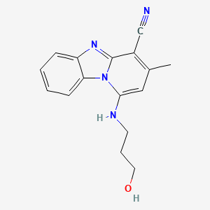 molecular formula C16H16N4O B2432151 1-((3-hydroxypropyl)amino)-3-methylbenzo[4,5]imidazo[1,2-a]pyridine-4-carbonitrile CAS No. 305331-44-6
