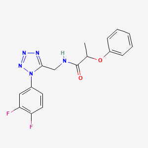 molecular formula C17H15F2N5O2 B2432156 N-((1-(3,4-difluorophenyl)-1H-tetrazol-5-yl)methyl)-2-phenoxypropanamide CAS No. 1005292-85-2