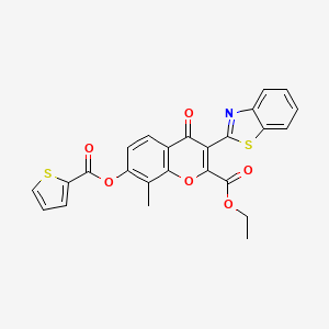 B2432182 Ethyl 3-(1,3-benzothiazol-2-yl)-8-methyl-4-oxo-7-(thiophene-2-carbonyloxy)chromene-2-carboxylate CAS No. 610759-52-9
