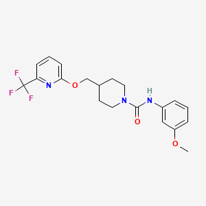 molecular formula C20H22F3N3O3 B2432215 N-(3-methoxyphenyl)-4-({[6-(trifluoromethyl)pyridin-2-yl]oxy}methyl)piperidine-1-carboxamide CAS No. 2379952-84-6