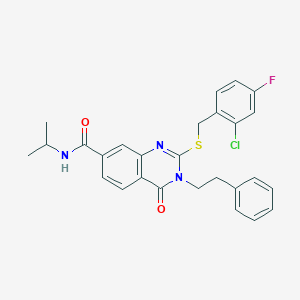 2-((2-chloro-4-fluorobenzyl)thio)-N-isopropyl-4-oxo-3-phenethyl-3,4-dihydroquinazoline-7-carboxamide