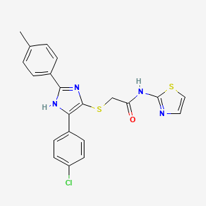 2-((5-(4-chlorophenyl)-2-(p-tolyl)-1H-imidazol-4-yl)thio)-N-(thiazol-2-yl)acetamide