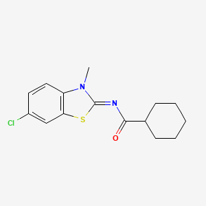 molecular formula C15H17ClN2OS B2432421 N-[(2Z)-6-chloro-3-methyl-2,3-dihydro-1,3-benzothiazol-2-ylidene]cyclohexanecarboxamide CAS No. 392326-62-4
