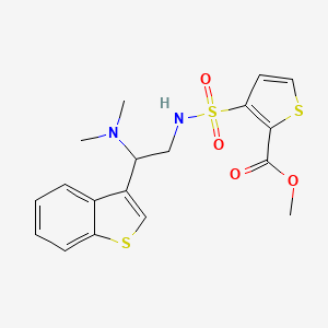 molecular formula C18H20N2O4S3 B2432426 methyl 3-(N-(2-(benzo[b]thiophen-3-yl)-2-(dimethylamino)ethyl)sulfamoyl)thiophene-2-carboxylate CAS No. 2034300-39-3