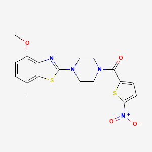 molecular formula C18H18N4O4S2 B2432435 (4-(4-Methoxy-7-methylbenzo[d]thiazol-2-yl)piperazin-1-yl)(5-nitrothiophen-2-yl)methanone CAS No. 897487-06-8