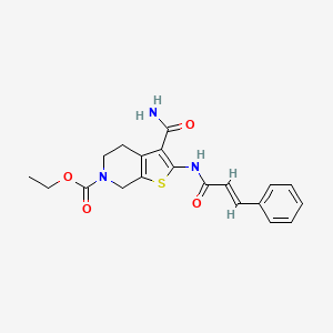 molecular formula C20H21N3O4S B2432442 ethyl 3-carbamoyl-2-cinnamamido-4,5-dihydrothieno[2,3-c]pyridine-6(7H)-carboxylate CAS No. 864925-71-3