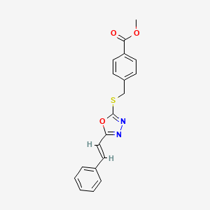 molecular formula C19H16N2O3S B2432444 methyl 4-[({5-[(E)-2-phenylethenyl]-1,3,4-oxadiazol-2-yl}sulfanyl)methyl]benzoate CAS No. 672950-62-8