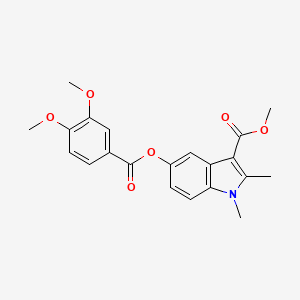 molecular formula C21H21NO6 B2432473 methyl 5-(3,4-dimethoxybenzoyloxy)-1,2-dimethyl-1H-indole-3-carboxylate CAS No. 844648-92-6