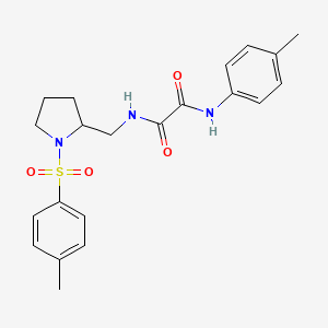molecular formula C21H25N3O4S B2432511 N1-(p-tolyl)-N2-((1-tosylpyrrolidin-2-yl)methyl)oxalamide CAS No. 896271-50-4