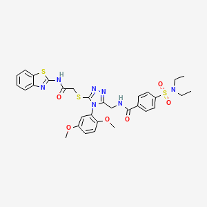 molecular formula C31H33N7O6S3 B2432523 N-((5-((2-(benzo[d]thiazol-2-ylamino)-2-oxoethyl)thio)-4-(2,5-dimethoxyphenyl)-4H-1,2,4-triazol-3-yl)methyl)-4-(N,N-diethylsulfamoyl)benzamide CAS No. 394243-41-5