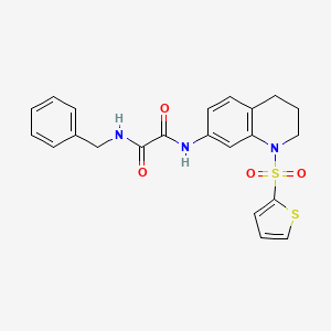 molecular formula C22H21N3O4S2 B2432529 N1-benzyl-N2-(1-(thiophen-2-ylsulfonyl)-1,2,3,4-tetrahydroquinolin-7-yl)oxalamide CAS No. 898414-05-6