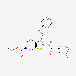 molecular formula C25H23N3O3S2 B2432547 ethyl 3-(1,3-benzothiazol-2-yl)-2-(3-methylbenzamido)-4H,5H,6H,7H-thieno[2,3-c]pyridine-6-carboxylate CAS No. 887222-65-3