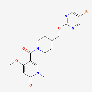 molecular formula C18H21BrN4O4 B2432548 5-[4-[(5-Bromopyrimidin-2-yl)oxymethyl]piperidine-1-carbonyl]-4-methoxy-1-methylpyridin-2-one CAS No. 2379995-55-6