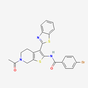 molecular formula C23H18BrN3O2S2 B2432580 N-(6-acetyl-3-(benzo[d]thiazol-2-yl)-4,5,6,7-tetrahydrothieno[2,3-c]pyridin-2-yl)-4-bromobenzamide CAS No. 864859-38-1