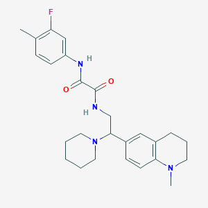 molecular formula C26H33FN4O2 B2432582 N'-(3-fluoro-4-methylphenyl)-N-[2-(1-methyl-1,2,3,4-tetrahydroquinolin-6-yl)-2-(piperidin-1-yl)ethyl]ethanediamide CAS No. 922096-47-7