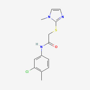 molecular formula C13H14ClN3OS B2432588 N-(3-Chloro-4-methylphenyl)-2-((1-methyl-1H-imidazol-2-yl)thio)acetamide CAS No. 306732-11-6