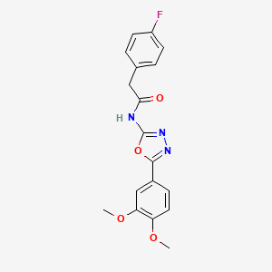molecular formula C18H16FN3O4 B2432624 N-[5-(3,4-dimethoxyphenyl)-1,3,4-oxadiazol-2-yl]-2-(4-fluorophenyl)acetamide CAS No. 941914-84-7
