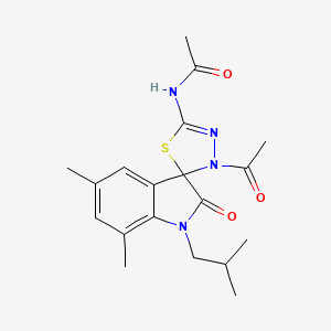 molecular formula C19H24N4O3S B2432635 N-(3'-acetyl-1-isobutyl-5,7-dimethyl-2-oxo-3'H-spiro[indoline-3,2'-[1,3,4]thiadiazol]-5'-yl)acetamide CAS No. 885425-88-7