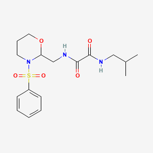 molecular formula C17H25N3O5S B2432637 N1-isobutyl-N2-((3-(phenylsulfonyl)-1,3-oxazinan-2-yl)methyl)oxalamide CAS No. 872881-36-2