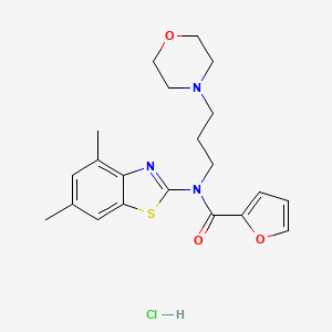 molecular formula C21H26ClN3O3S B2432645 N-(4,6-dimethylbenzo[d]thiazol-2-yl)-N-(3-morpholinopropyl)furan-2-carboxamide hydrochloride CAS No. 1215712-12-1