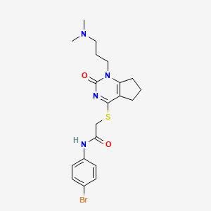 molecular formula C20H25BrN4O2S B2432652 N-(4-bromophenyl)-2-((1-(3-(dimethylamino)propyl)-2-oxo-2,5,6,7-tetrahydro-1H-cyclopenta[d]pyrimidin-4-yl)thio)acetamide CAS No. 898434-33-8