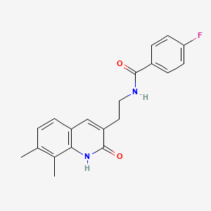 molecular formula C20H19FN2O2 B2432657 N-[2-(7,8-dimethyl-2-oxo-1,2-dihydroquinolin-3-yl)ethyl]-4-fluorobenzamide CAS No. 851407-69-7