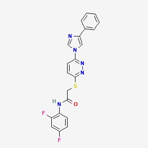 molecular formula C21H15F2N5OS B2432663 N-(2,4-difluorophenyl)-2-((6-(4-phenyl-1H-imidazol-1-yl)pyridazin-3-yl)thio)acetamide CAS No. 1251674-60-8