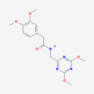 molecular formula C16H20N4O5 B2432670 N-((4,6-dimethoxy-1,3,5-triazin-2-yl)methyl)-2-(3,4-dimethoxyphenyl)acetamide CAS No. 2034550-04-2