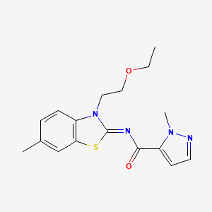 (E)-N-(3-(2-ethoxyethyl)-6-methylbenzo[d]thiazol-2(3H)-ylidene)-1-methyl-1H-pyrazole-5-carboxamide