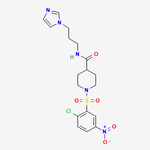 1-(2-chloro-5-nitrophenyl)sulfonyl-N-(3-imidazol-1-ylpropyl)piperidine-4-carboxamide